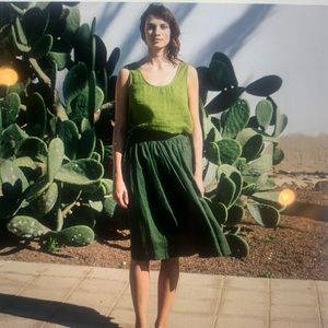 not Perfect Linen 1950s city flat front linen skirt . Juniper green size M NEW